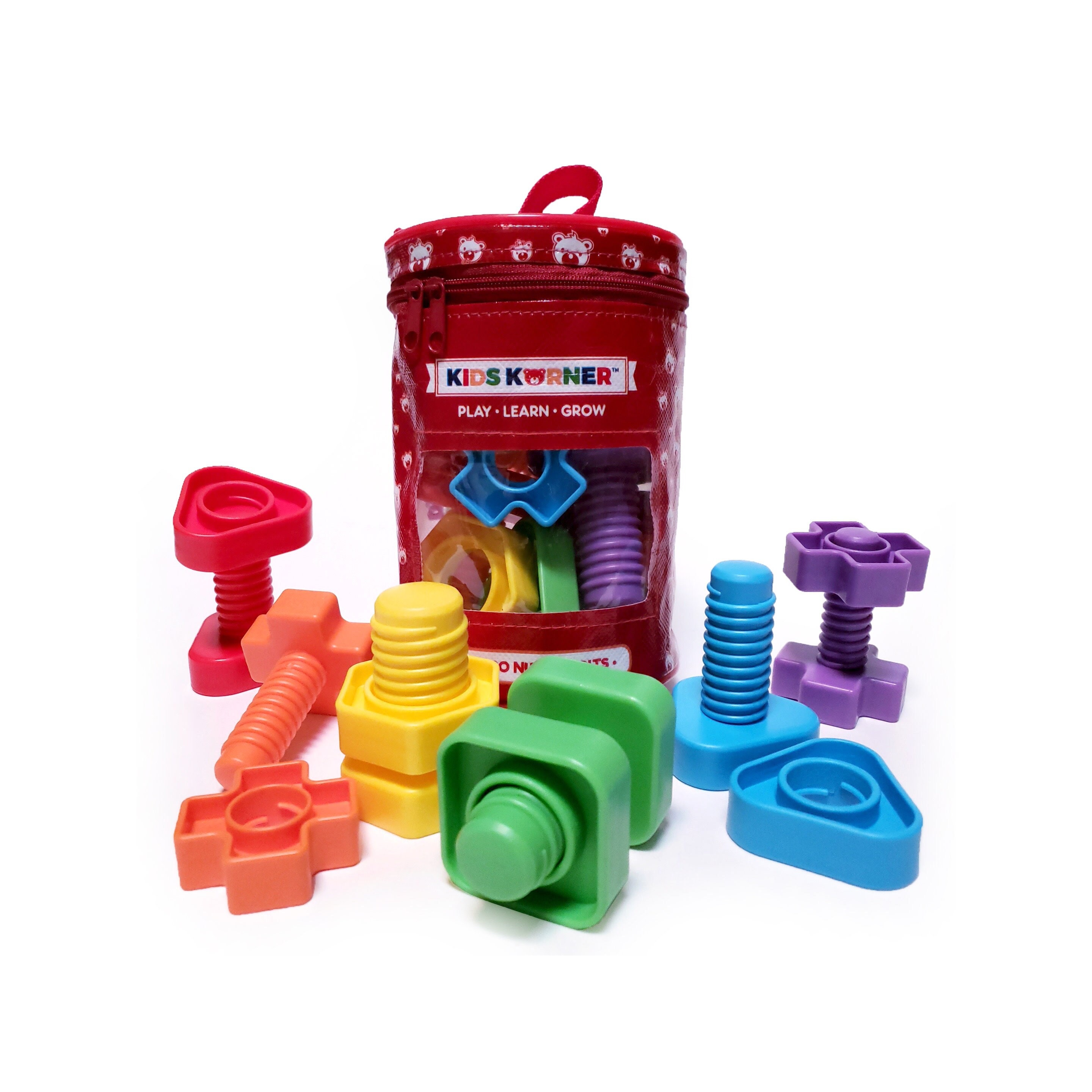 Jumbo Nuts and Bolts Toys Fine Motor Skills Rainbow Matching Game