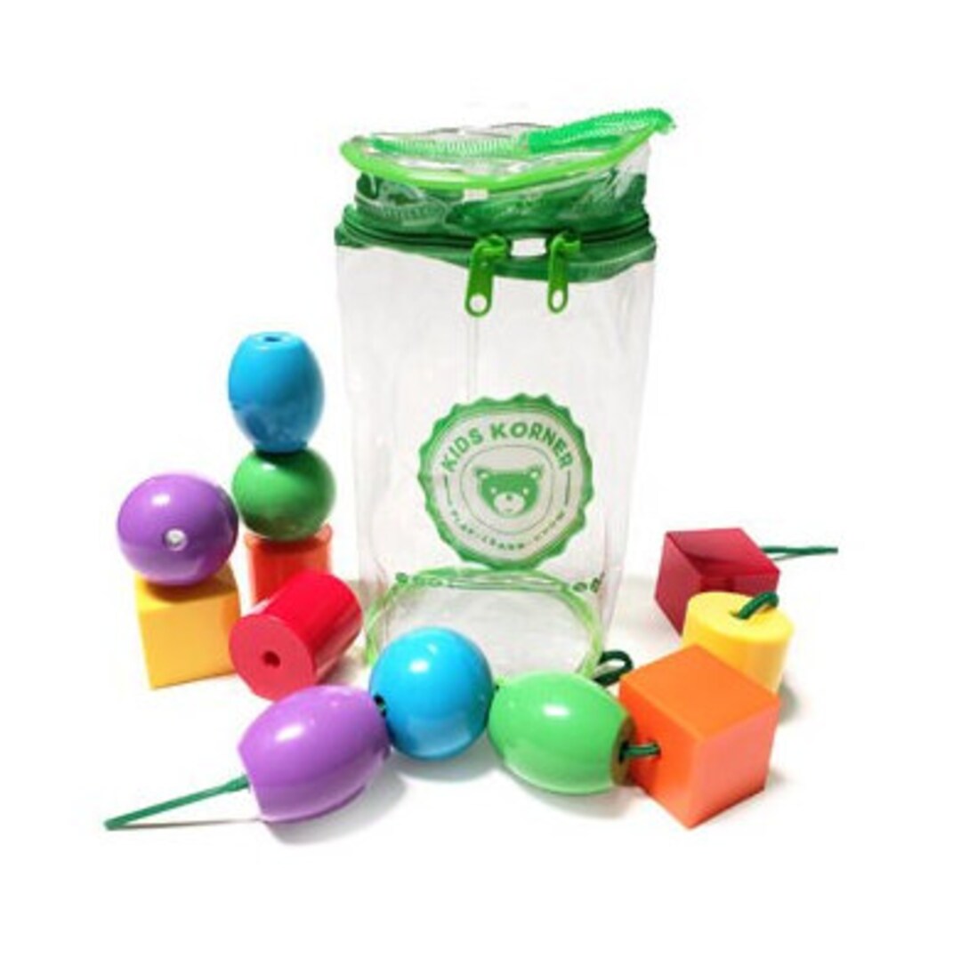 Jumbo Lacing Beads for Kids Rainbow Matching Game and Fime Motor
