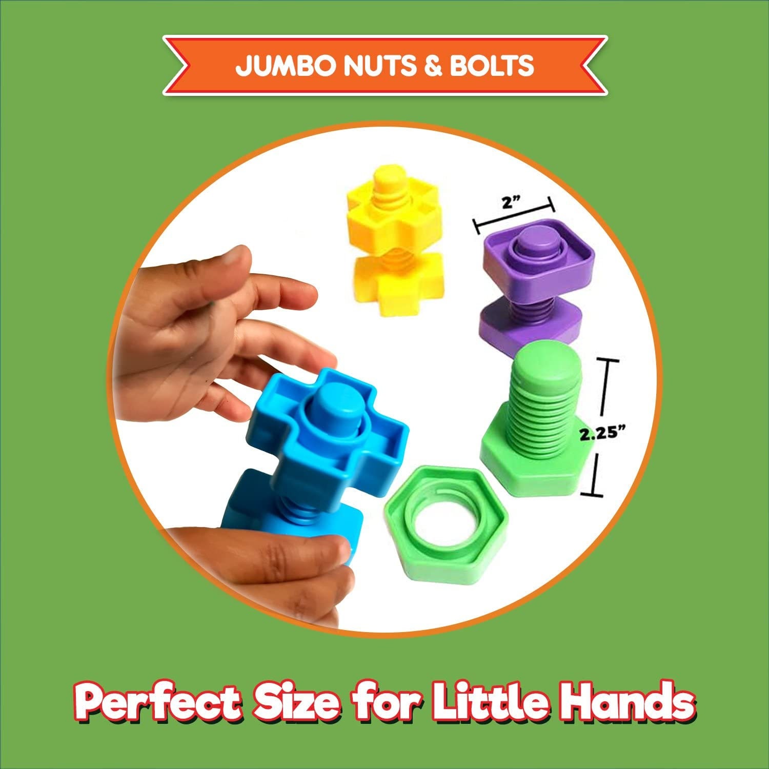 Jumbo Nuts and Bolts For Toddlers Motor Skills Rainbow Matching Game JO 