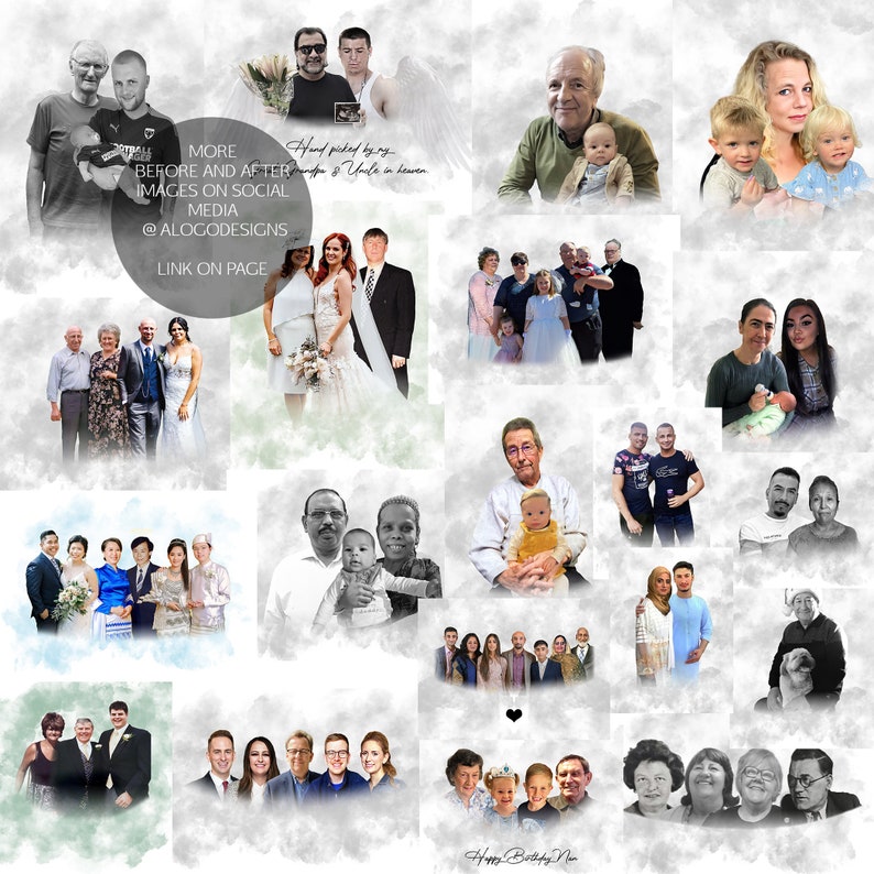 Combine Photos Add Person to Photo Merge Photos Remove Photo Edit Add Deceased to Photo Custom Family Portrait Loved Ones Gift Fathers Day image 2