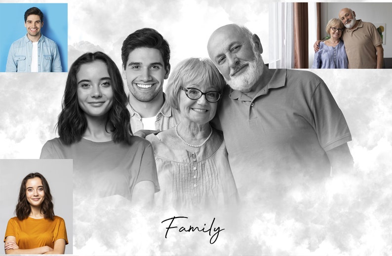 Combine Photos Add Person to Photo Merge Photos Remove Photo Edit Add Deceased to Photo Custom Family Portrait Loved Ones Gift Fathers Day image 5