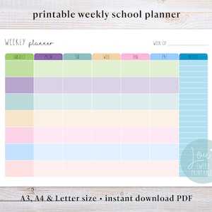 Weekly Schedule Weekly Planner Printable Homeschool Weekly Schedule Lesson Planner for Kids Teens Back To School To Do List
