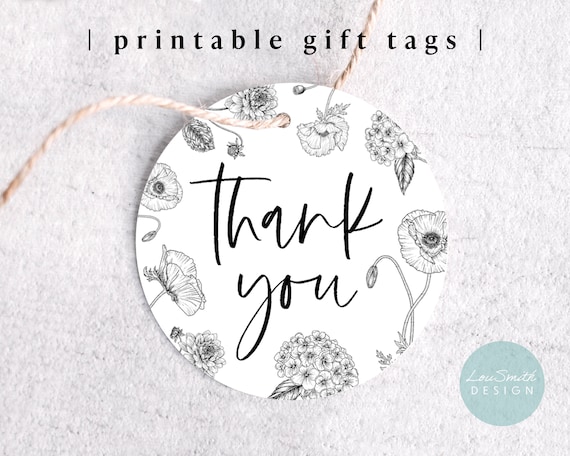 Printable 2 Round Thank You Gift Tag Floral 2-inch - Etsy