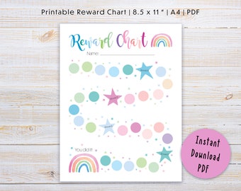 Printable Rainbow Reward Chart, Rainbow Sticker Chart, Instant Download Behavior Chart, Toddler Routine Chart, Potty Training Chart