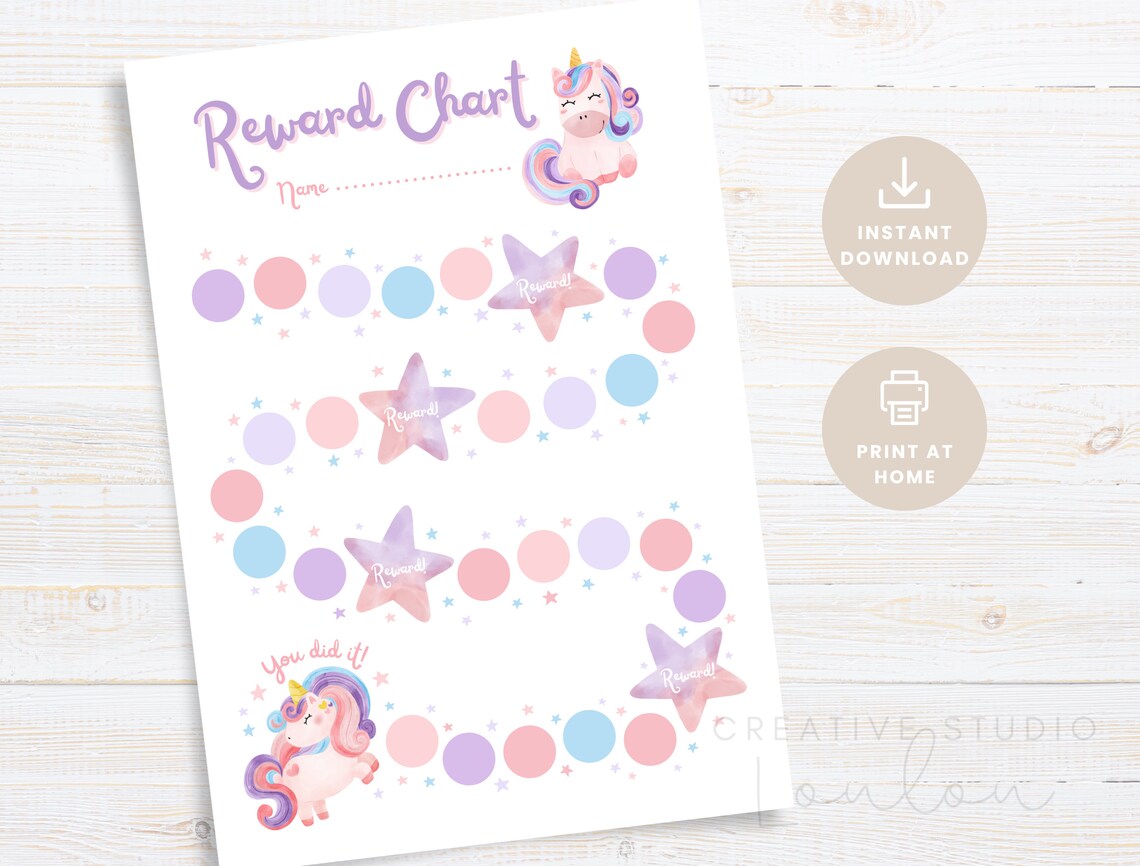 Reward Chart Printable Unicorn Sticker Chart Kids Behavior Chart ...