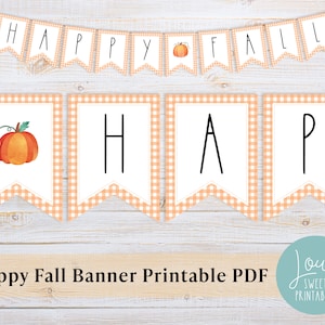 Happy Fall Banner: Pumpkin Mantel Decor (PDF Printable)