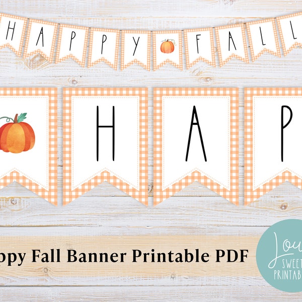 Happy Fall Banner, Printable Fall Banner, Mantel Décor, Instant Download