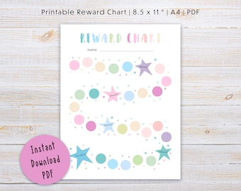 Printable Kids Reward Chart Printable Rainbow Sticker Chart For Kids Behavior Chart Toddler Routine Star Chart Potty Training Chart Goals