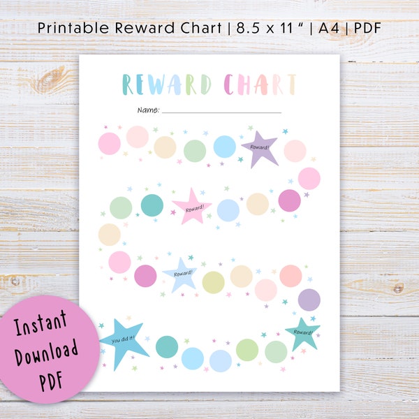 Printable Kids Reward Chart Printable Rainbow Sticker Chart For Kids Behavior Chart Toddler Routine Star Chart Potty Training Chart Goals