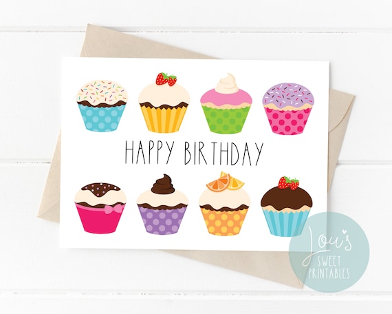 CARTE D'ANNIVERSAIRE Avec Une Illustration De Cupcake Rose, Carte Gâteau De Fête Pour Filles - Canada