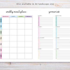 Weekly Meal Planner With Grocery List Printable Weekly Menu Planner and ...