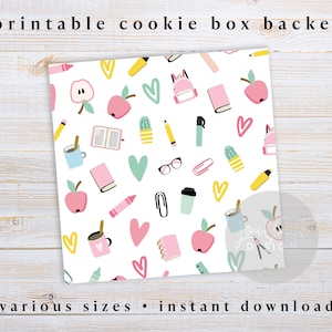 Emballage de friandises imprimable de la rentrée des classes, tailles 4 x 4 pouces, 5 x 5 pouces, 8,5 x 11 pouces, sacs de cadeaux de rentrée scolaire pour enfants