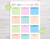 Rainbow Birthday Calendar: Classroom Birthday Chart, A4 Canva Template (Digital Download)