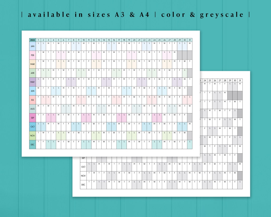 2022 year planner printable a4