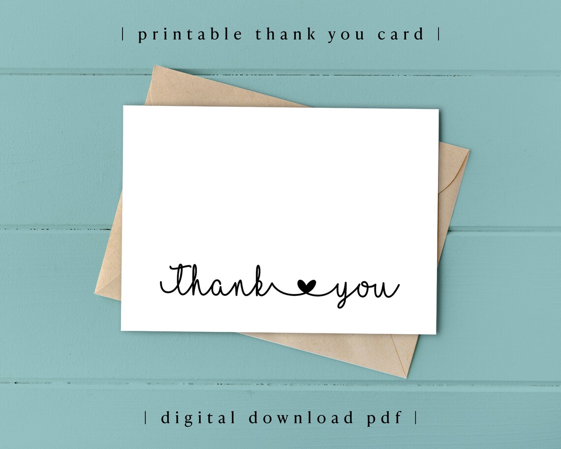 Printable Thank You Card Foldable Instant Download PDF - Etsy Italia