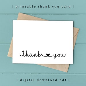 Printable Thank You Card Foldable Instant Download PDF - Etsy
