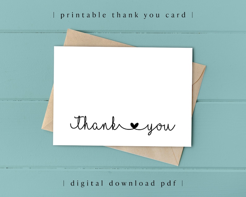 Printable Thank You Card Foldable Instant Download PDF - Etsy