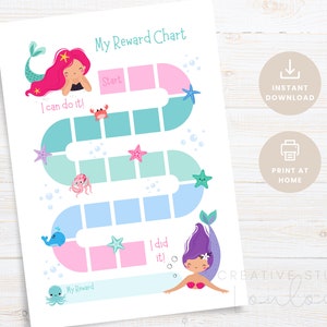 Mermaid Reward Chart: Kids Behavior, Potty Training (PDF Download)