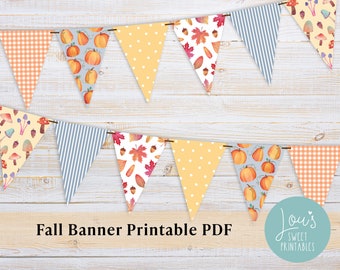 Thanksgiving Banner Printable, Autumn Bunting Banner, Fall Celebration Pennant Banner, Instant Digital Download