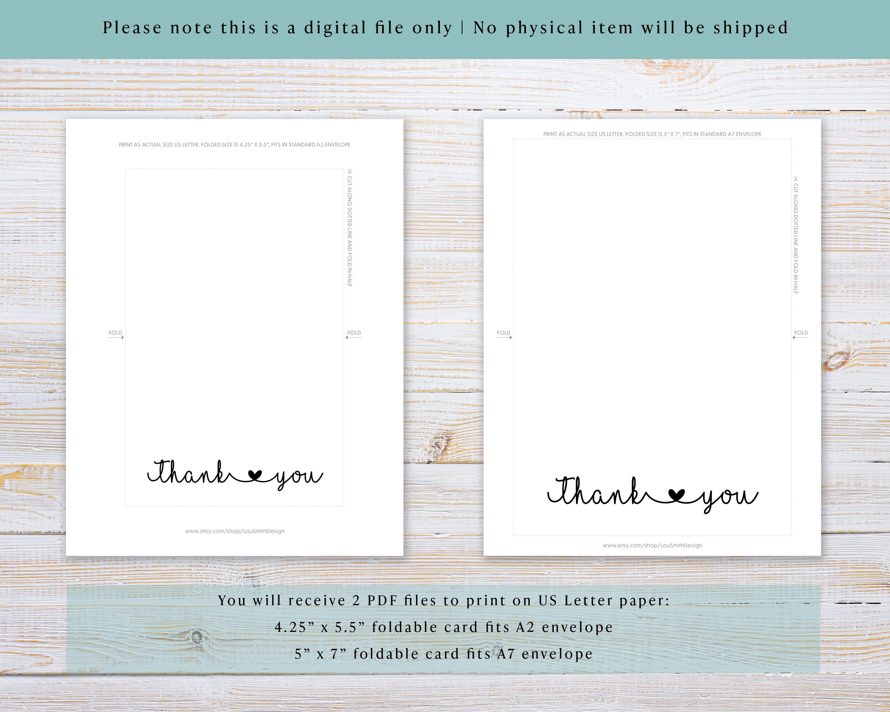 Printable Thank You Card Foldable Instant Download PDF - Etsy Italia