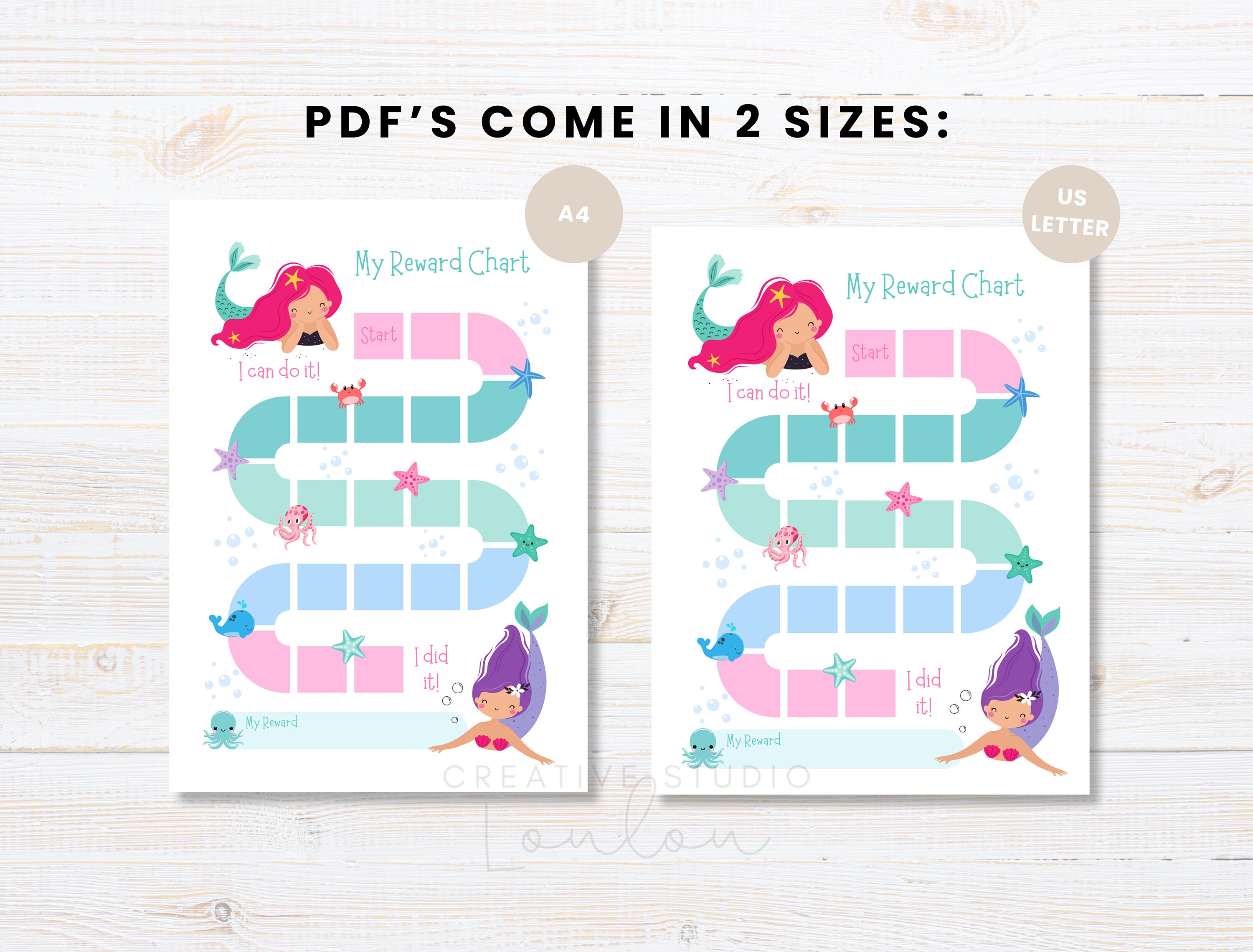 Kids Reward Chart Printable Mermaid Sticker Chart Behavior Chart ...