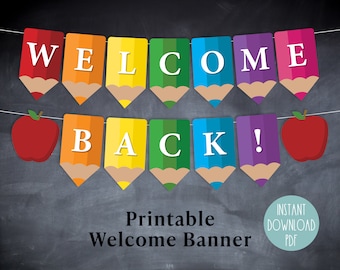 Back to School Welcome Back Banner Printable Back to School Bunting for Teachers Classroom Wecome Back Sign Instant Digital Download PDF