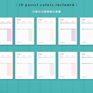 Puede incluir: Diez tarjetas de recetas imprimibles en diferentes colores pastel. Cada tarjeta tiene el t&iacute;tulo "Receta" y l&iacute;neas para escribir los ingredientes y las instrucciones.