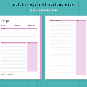 Recipe Page Printable Recipe Card for Handwritten Recipe Book Family Cookbook Recipe Binder ...