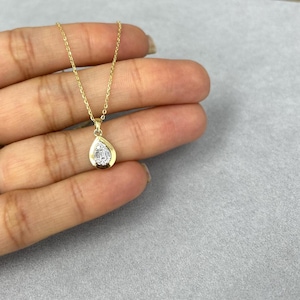 18K yellow Gold natural diamond necklace for anniversary gift for her/Diamond necklace for women gift for girl, wedding necklace engagement