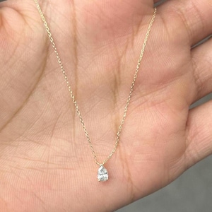 0.20CT Pear Diamond Necklace: 14K Gold Delicate Pendant
