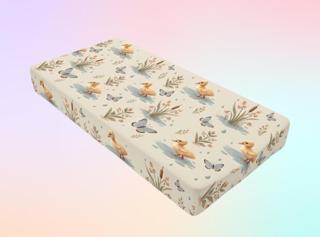 Neutral Changing Mat Woodling Duckling & Butterfly Baby Boy Changing Pad Cover - Neutral ...