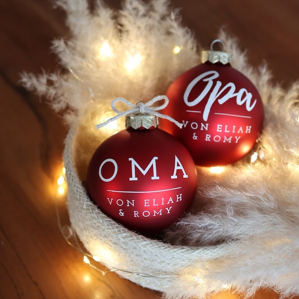 Christmas ball with name Grandma Grandpa XL, 8 cm, personalized Christmas tree decoration, Christmas gift Grandma Grandpa