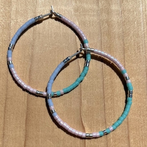 Miami Vice Seed Bead Hoop Earrings