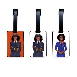 Mini Female Crew Luggage Tags (Flight Attendant, Pilot: First Officer and Captain)