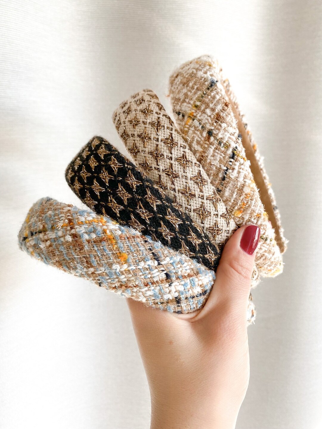 Haarreifen Damen Geflochten - Elastisches Stirnband Beige Modisch