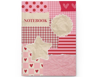 Patchwork Hearts Journal Hardcover Notebook | Vintage Collage Journal Design
