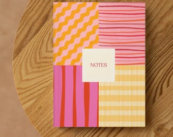 Pink and Orange Patterned Notebook | Matte Hardcover Journal