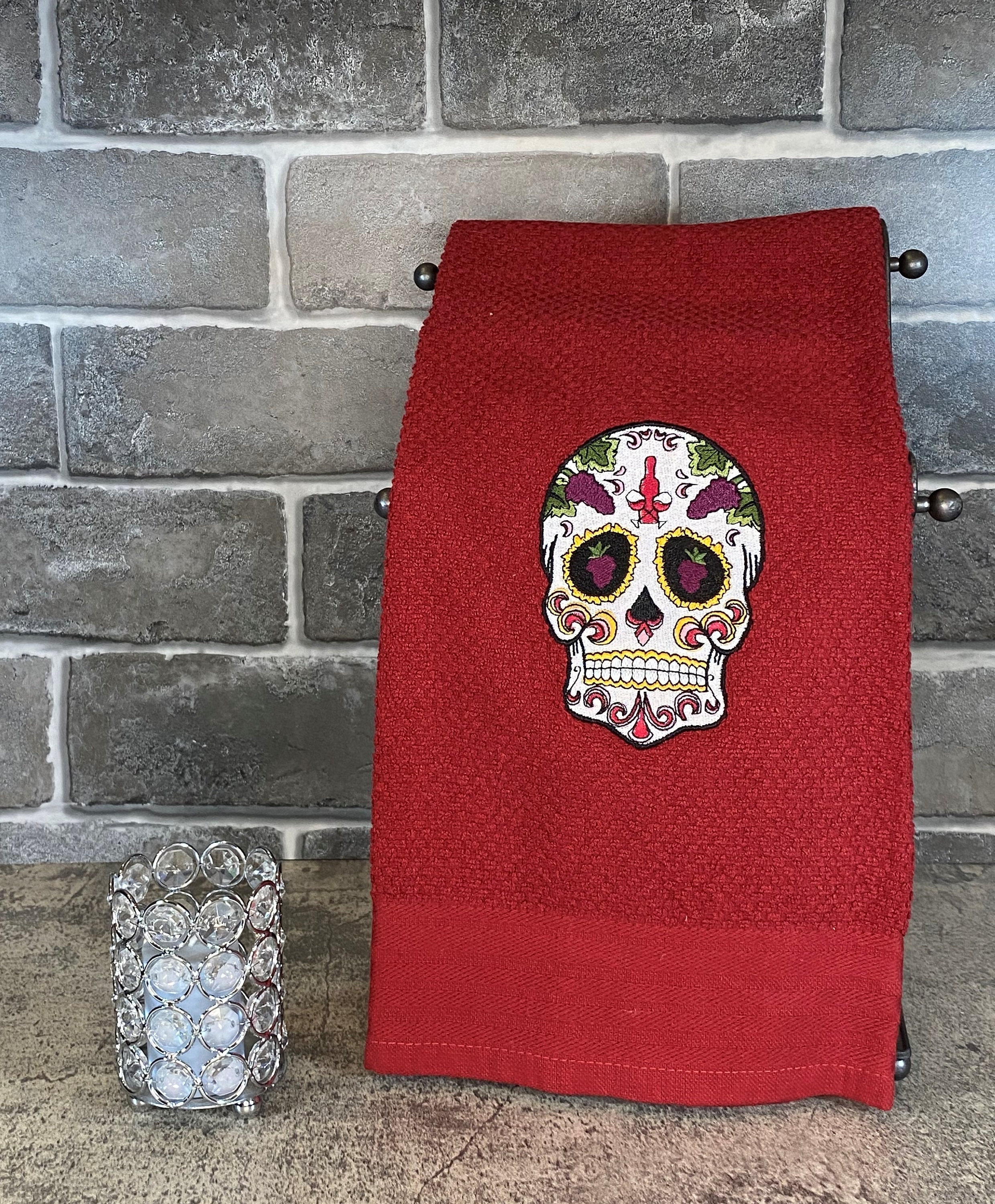 Vintage Biker Skull Emblem Bath Towel Hand Shower Washcloth 75x140 Cm