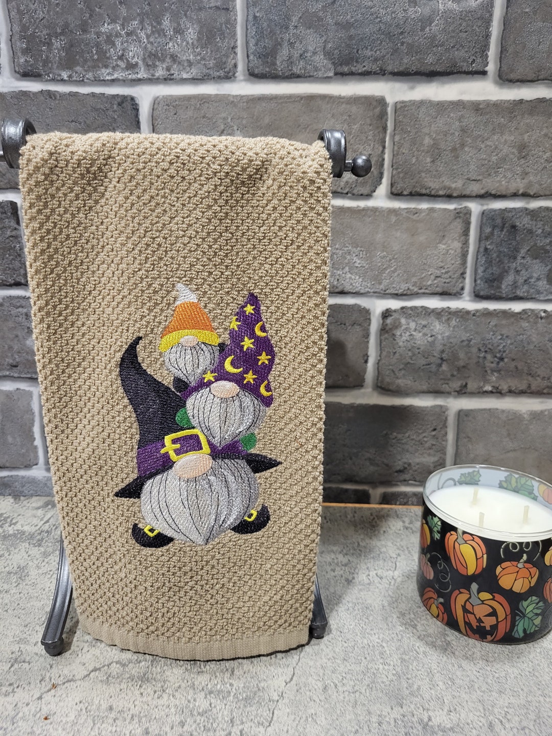 Halloween Triple Stack Gnomes Embroidered Kitchen/bathroom Etsy
