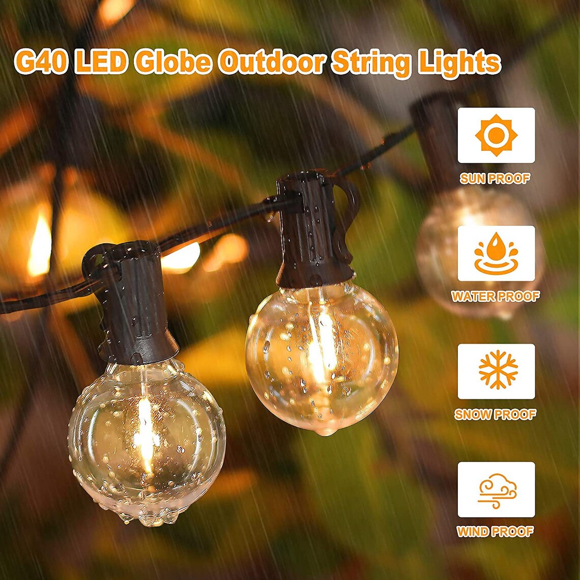 100ft 2Pack Outdoor G40 LED Globe String Lights Dimmable Etsy