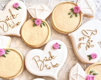 Bridal shower sugar cookies, wedding shower cookies, decorated wedding cookies, simple bridal shower cookies, wedding themed cookies