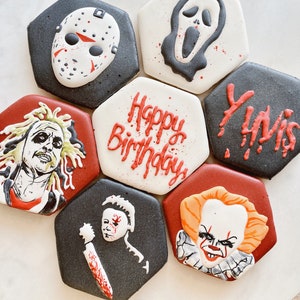 Halloween cookies, sugar cookies, personalized cookies,  Horror movie sugar cookies, pumpkin spice cookies, cookie box, vegan cookies