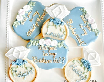 Will you be my bridesmaid ?, bridesmaid cookies, custom sugar cookies, personalized cookies, wedding proposals, bridesmaid proposal cookies