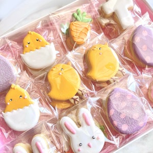 Easter mini decorated cookies, happy easter cookies, sugar cookies, easter party favors, easter bunny cookies, easter egg cookies, cookies