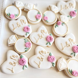 Floral Bridal shower Cookies ,sugar cookies, mini cookies ,miss to mrs, bridal party gift ,bridal favors ,engagement cookies, simple bridal