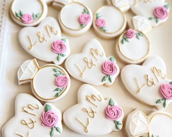 Floral Bridal shower Cookies ,sugar cookies, mini cookies ,miss to mrs, bridal party gift ,bridal favors ,engagement cookies, simple bridal