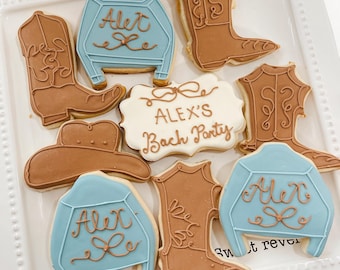 Cowgirl bachelorette cookies, western birthday cookies, rodeo cookies,Cowboy Decorated Cookies, Cowboy Hat , Royal Icing