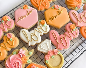 Floral Bridal shower Cookies ,sugar cookies, cute cookies ,miss to mrs, bridal party gift ,bridal favors ,engagement cookies, simple bridal