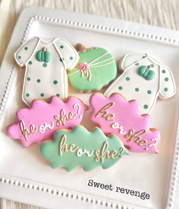 Gender Reveal Sugar Cookies Baby Shower Cookies Baby Gender Etsy