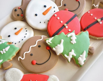 Christmas sugar cookies, decorated cookies, royal icing cookies, christmas theme cookies, gingerbread cookies, holiday cookies
